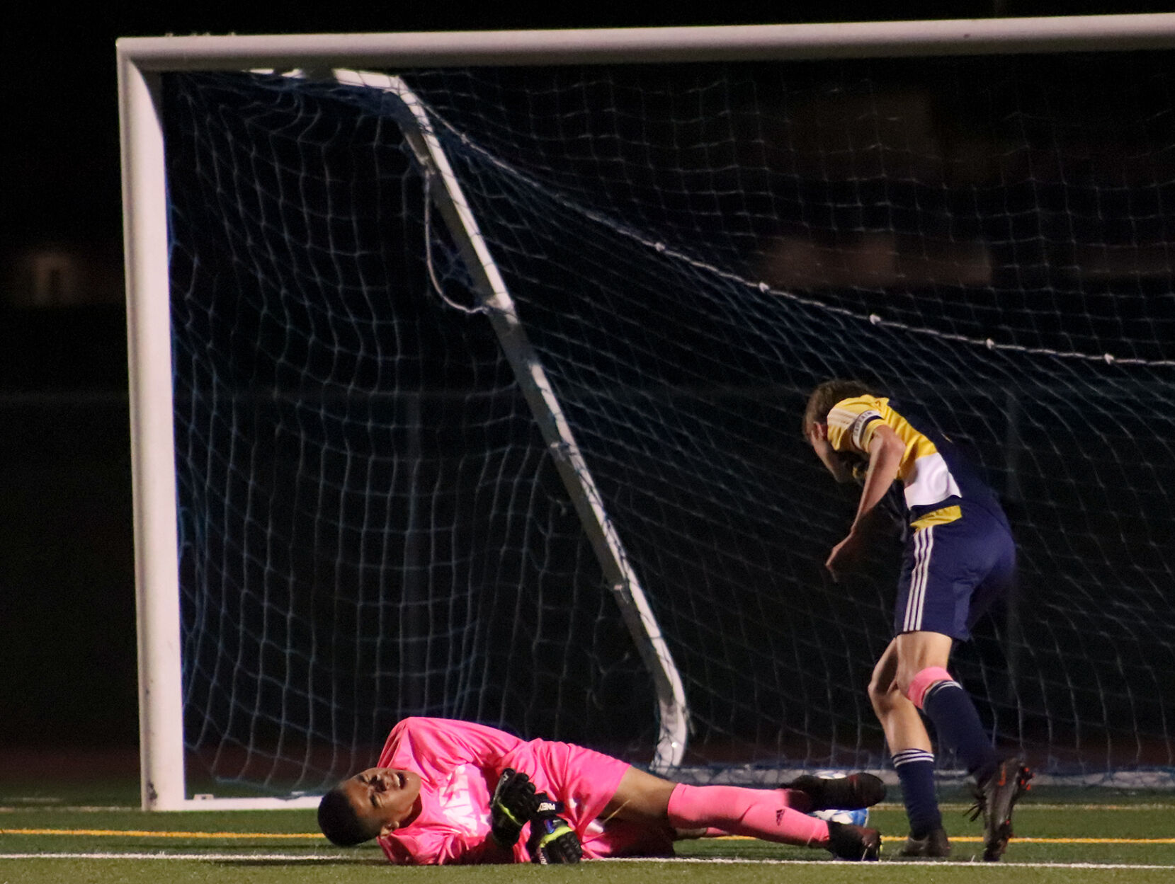 Diego Pineda falls after missing a save